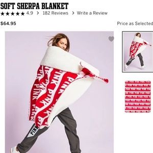 PINK sherpa blanket red and white logo soft